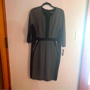Shelby & Palmer Gray and Black Long Sleeve Dress